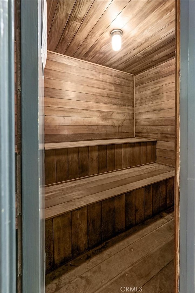 1203 N Sweetzer Ave Unit 215, West Hollywood, CA 90069 - relaxing sauna / steam room featuring wooden ceiling and wooden walls