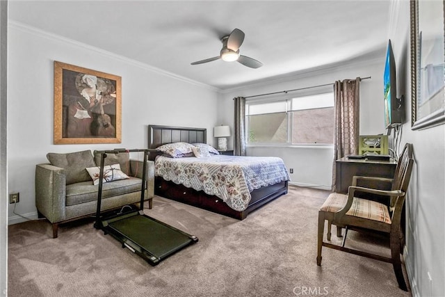 1203 N Sweetzer Ave Unit 215, West Hollywood, CA 90069 - bedroom featuring ornamental molding, carpet, and a ceiling fan