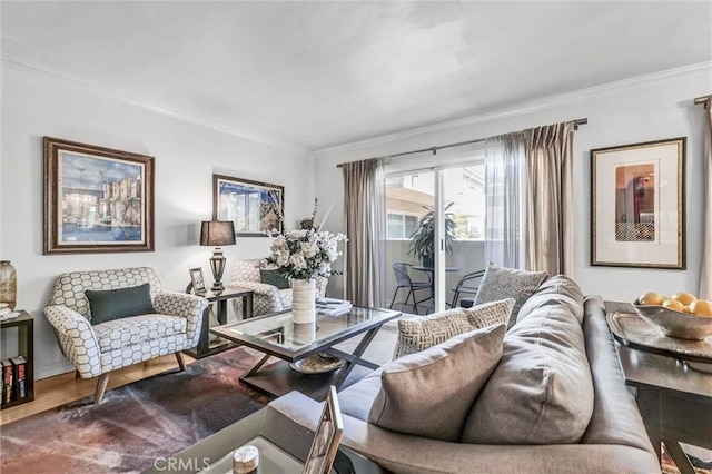 1203 N Sweetzer Ave Unit 215, West Hollywood, CA 90069 - living room with crown molding and wood finished floors