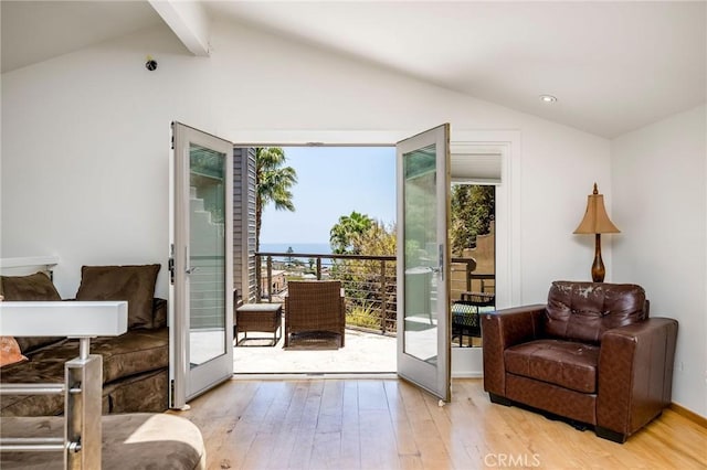 426 Nyes Pl, Laguna Beach, CA 92651 - doorway to outside featuring french doors, light wood finished floors, and recessed lighting