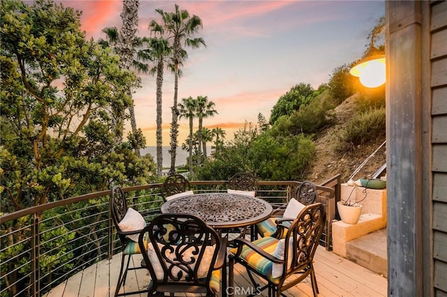 426 Nyes Pl, Laguna Beach, CA 92651 - deck at dusk with outdoor dining area