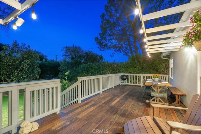 109 Via Ardilla, Palos Verdes Estates, CA 90274 - deck at night with outdoor dining area