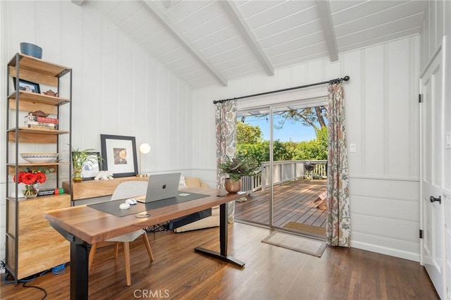 109 Via Ardilla, Palos Verdes Estates, CA 90274 - office featuring a decorative wall, wood finished floors, and wooden ceiling