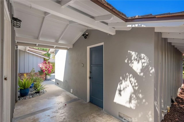 109 Via Ardilla, Palos Verdes Estates, CA 90274 - entrance to property featuring crawl space, stucco siding, and a patio area