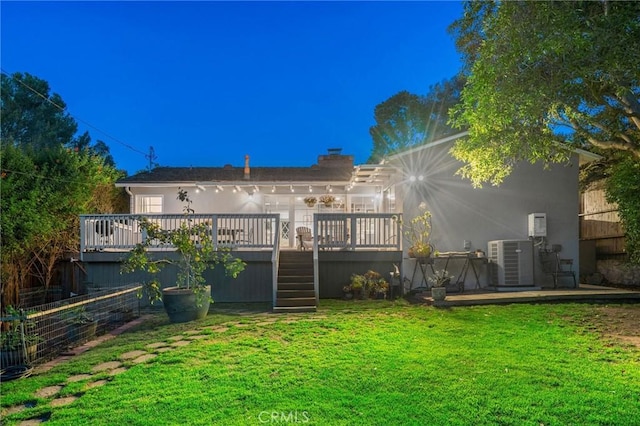 109 Via Ardilla, Palos Verdes Estates, CA 90274 - back of house featuring stairs, a deck, and a chimney