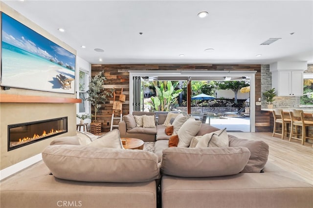 1 Tularosa Ct, Aliso Viejo, CA 92656 - living area with a glass covered fireplace, recessed lighting, and wood finished floors