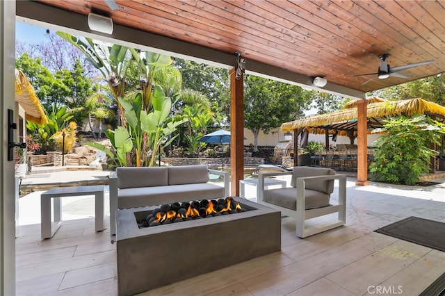 1 Tularosa Ct, Aliso Viejo, CA 92656 - view of patio / terrace featuring an outdoor living space with a fire pit and ceiling fan