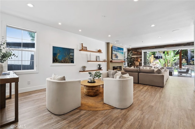 1 Tularosa Ct, Aliso Viejo, CA 92656 - living area with light wood-style flooring, recessed lighting, and a glass covered fireplace