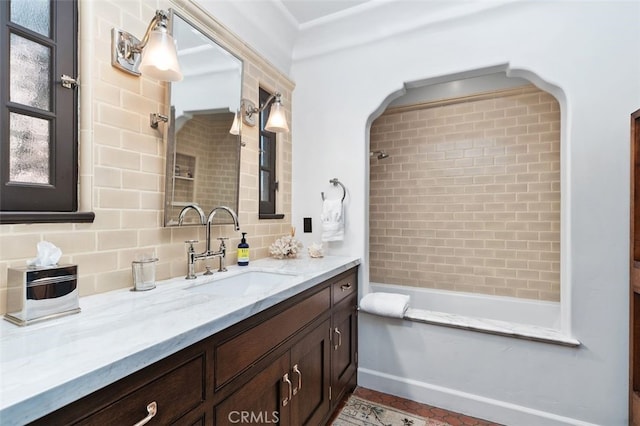 282 Argonne Ave, Long Beach, CA 90803 - full bathroom featuring vanity, shower / washtub combination, and tasteful backsplash