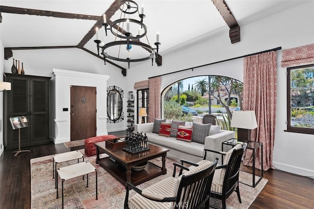 282 Argonne Ave, Long Beach, CA 90803 - living area with a chandelier and dark wood-style flooring