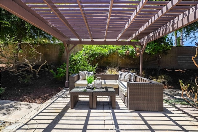 11 Heartwood Way, Aliso Viejo, CA 92656 - fenced backyard featuring an outdoor living space, a patio area, a pergola, and a water view