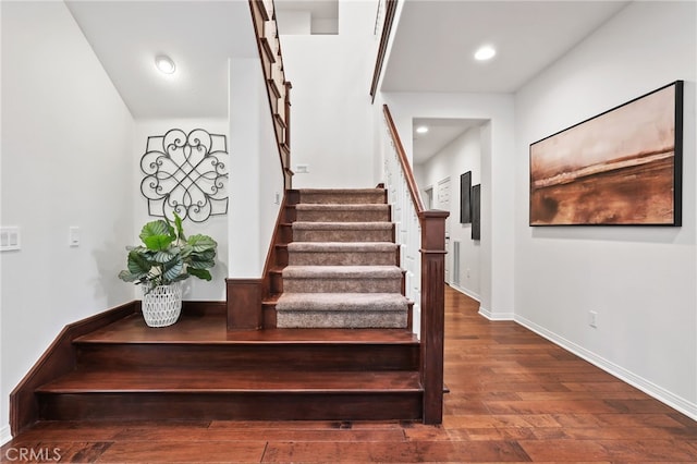 11 Heartwood Way, Aliso Viejo, CA 92656 - stairs featuring hardwood / wood-style flooring and recessed lighting