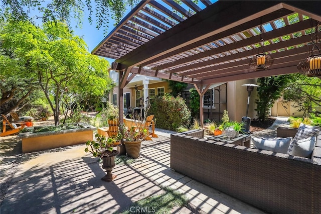 11 Heartwood Way, Aliso Viejo, CA 92656 - view of patio featuring a pergola, an outdoor living space, and a ceiling fan