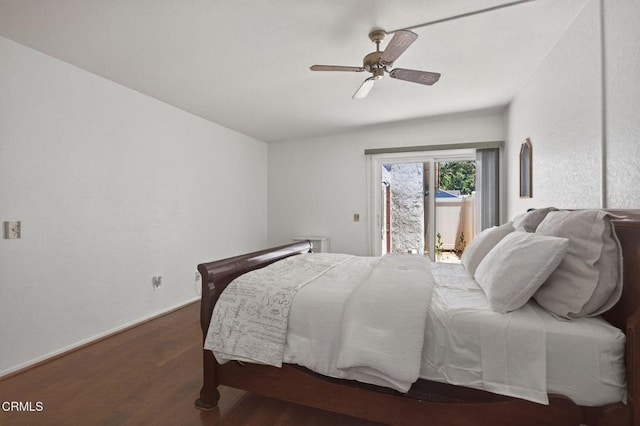 27127 Rio Bosque Dr, Valencia, CA 91354 - bedroom with access to outside, wood finished floors, and ceiling fan