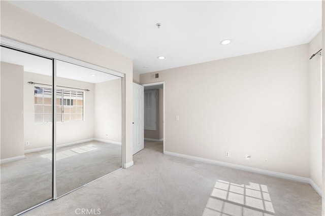 150 Diamond St Unit B, Arcadia, CA 91006 - unfurnished bedroom featuring light colored carpet, a closet, and recessed lighting