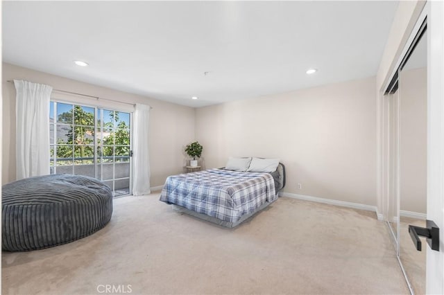 150 Diamond St Unit B, Arcadia, CA 91006 - carpeted bedroom featuring access to exterior and recessed lighting