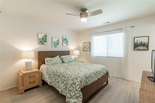 1827 Montecito Ln, Redlands, CA 92374 - bedroom with light wood-style floors and a ceiling fan