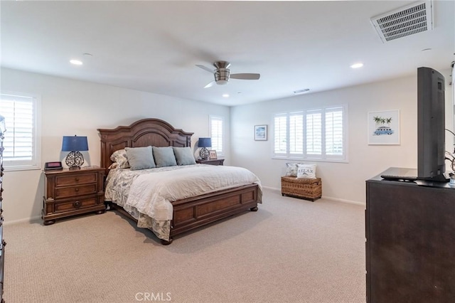 1827 Montecito Ln, Redlands, CA 92374 - bedroom featuring carpet floors, ceiling fan, and recessed lighting