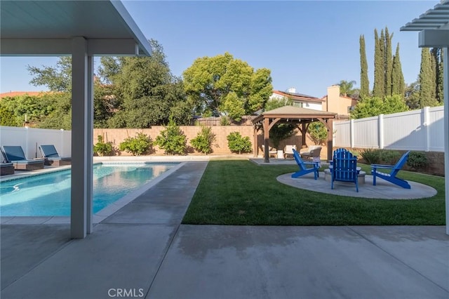 1827 Montecito Ln, Redlands, CA 92374 - view of swimming pool featuring a patio area, a gazebo, and a fenced backyard