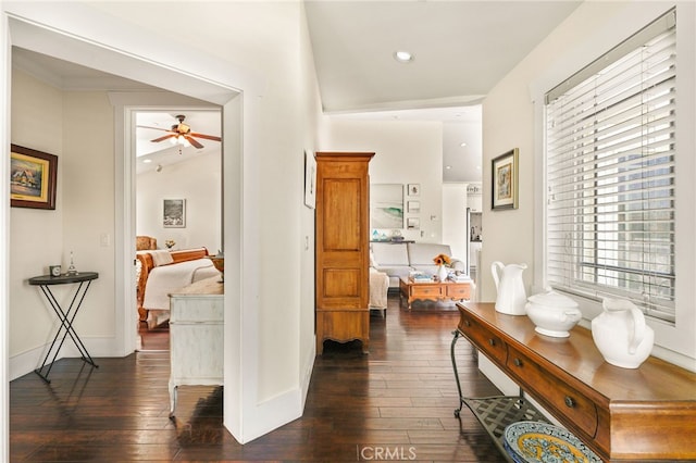 806 N Irena Ave Unit A, Redondo Beach, CA 90277 - corridor with dark wood-style flooring and recessed lighting