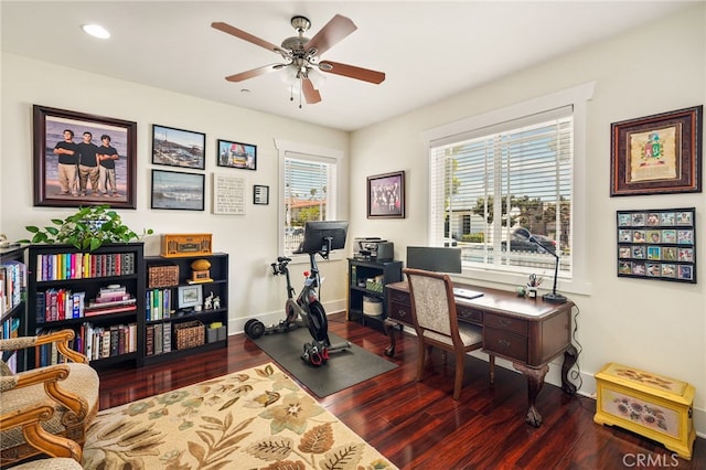 806 N Irena Ave Unit A, Redondo Beach, CA 90277 - office space featuring wood finished floors, ceiling fan, and recessed lighting