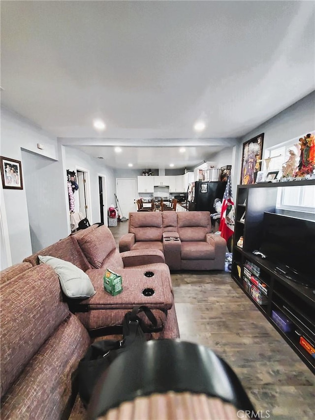 211 W 52nd St, Los Angeles, CA 90037 - living room with wood finished floors and recessed lighting