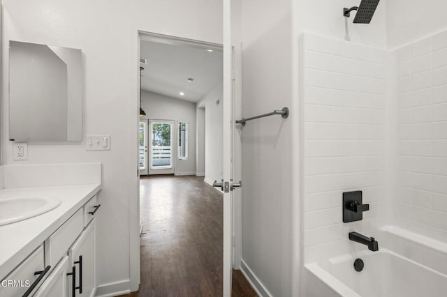 307 N F St Unit 201, Oxnard, CA 93030 - bathroom with vanity,  shower combination, and wood finished floors