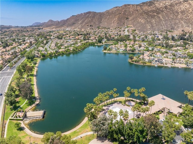 23760 Timber Bluff Ct, Moreno Valley, CA 92557 - aerial overview of property's location featuring a water and mountain view and nearby suburban area
