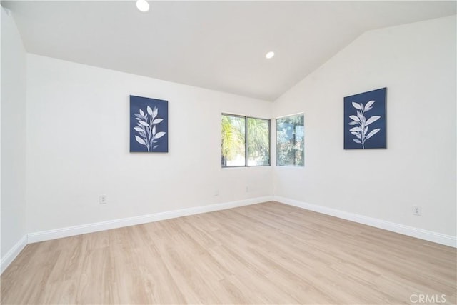 23760 Timber Bluff Ct, Moreno Valley, CA 92557 - unfurnished room featuring light wood finished floors, vaulted ceiling, and recessed lighting