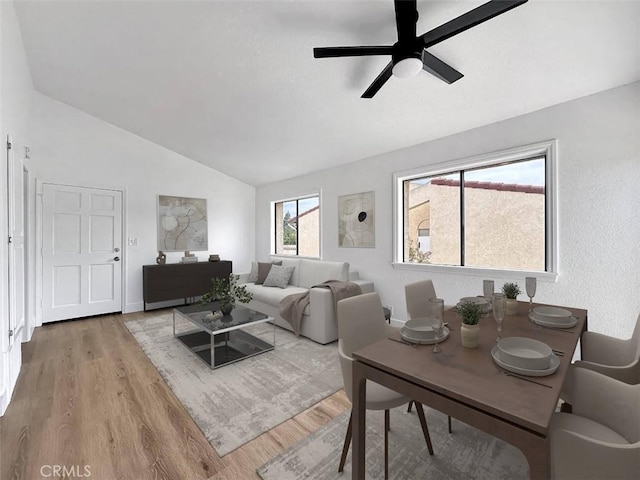 17333 Brookhurst St Unit D6, Fountain Valley, CA 92708 - living area with lofted ceiling, light wood-style flooring, and ceiling fan