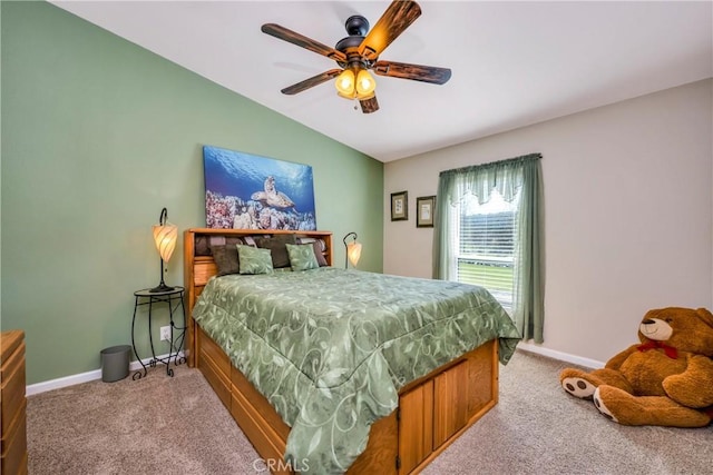 17432 Sendero Way, Lower Lake, CA 95457 - bedroom featuring carpet flooring, vaulted ceiling, and ceiling fan