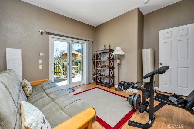 17432 Sendero Way, Lower Lake, CA 95457 - workout area with wood finished floors and a textured wall