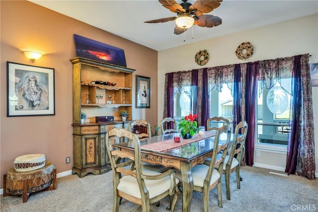 17432 Sendero Way, Lower Lake, CA 95457 - dining space featuring a ceiling fan and light carpet