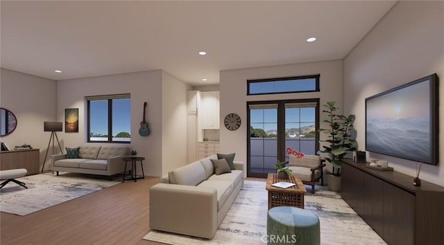 581 Higuera St Unit 306, San Luis Obispo, CA 93401 - living area with light wood-style flooring, plenty of natural light, and recessed lighting