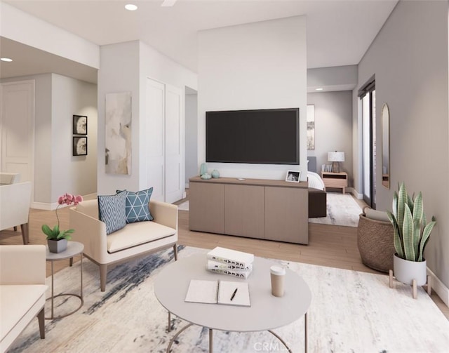 581 Higuera St Unit 306, San Luis Obispo, CA 93401 - living room with wood finished floors and recessed lighting