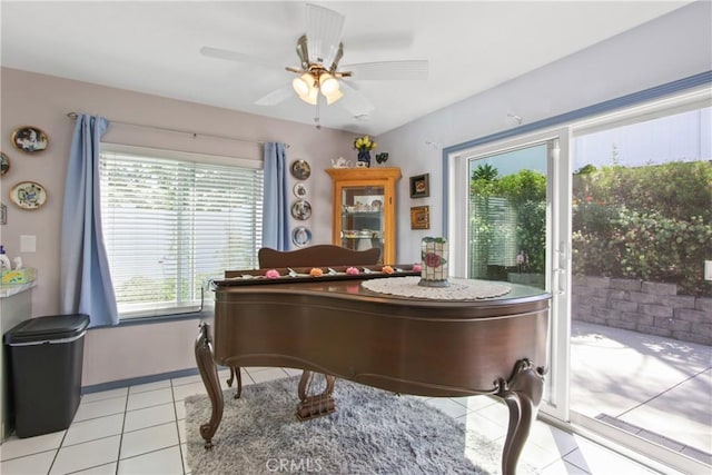 23011 Aspan St, Lake Forest, CA 92630 - dining room featuring a ceiling fan and light tile patterned floors