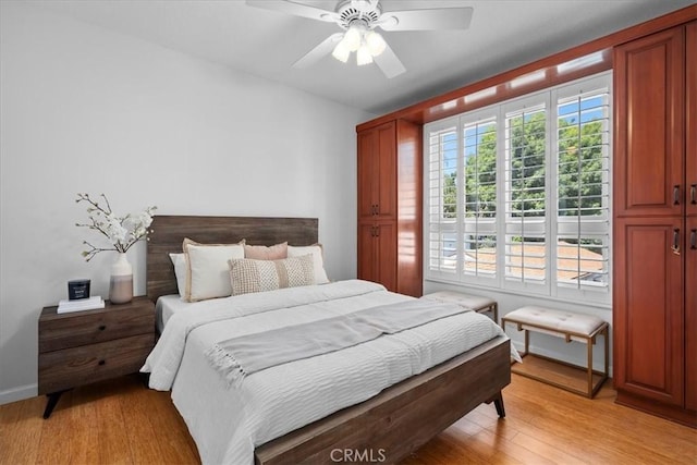 14844 Dickens St Unit 208, Sherman Oaks, CA 91403 - bedroom with light wood-style flooring and a ceiling fan