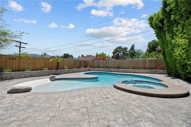 4919 Dunsmore Ave, La Crescenta, CA 91214 - view of swimming pool with a fenced backyard, a pool with connected hot tub, and a patio area