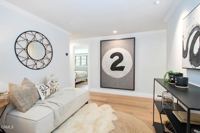 1036 S Madison Ave, Pasadena, CA 91106 - living area with wood finished floors, crown molding, and recessed lighting