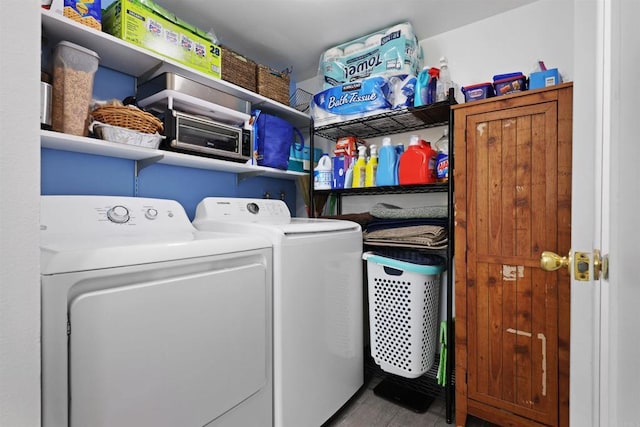 11935 Royal Rd Unit E, El Cajon, CA 92021 - laundry room featuring separate washer and dryer and wood finished floors