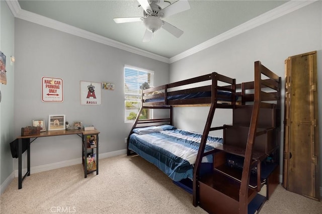 17286 Coriander Ct, Yorba Linda, CA 92886 - carpeted bedroom with ornamental molding and ceiling fan