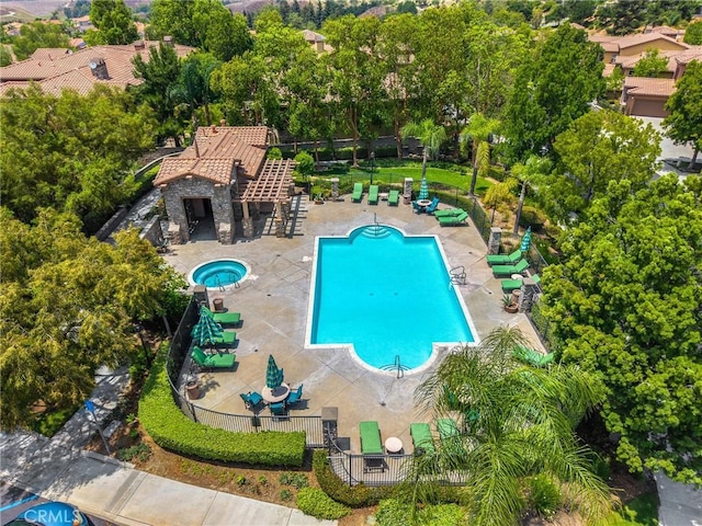 17286 Coriander Ct, Yorba Linda, CA 92886 - bird's eye view of a pool area and a tree filled landscape