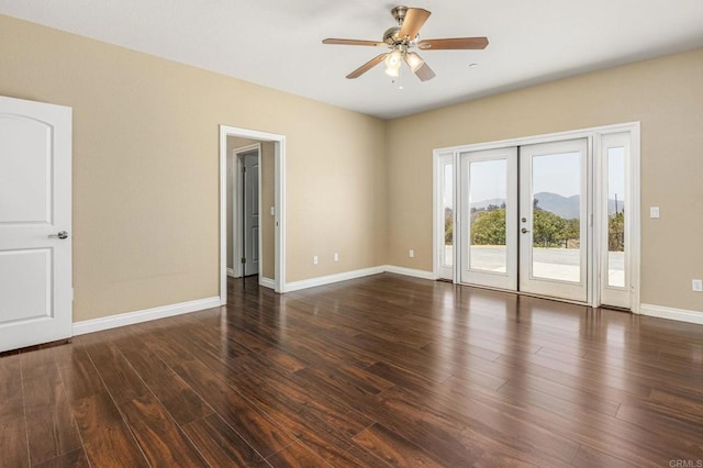 14694 Chaparral Slope Rd, Jamul, CA 91935 - spare room featuring french doors, ceiling fan, and wood finished floors