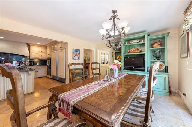 3541 Westfall Dr, Encino, CA 91436 - dining area featuring a chandelier and recessed lighting