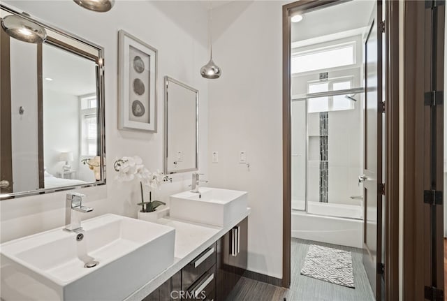 2623 Carnegie Ln, Redondo Beach, CA 90278 - full bathroom with double vanity, bathing tub / shower combination, and wood finished floors
