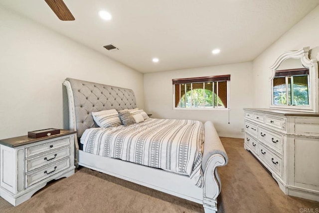 3204 Via Caliente Del Sol, Jamul, CA 91935 - bedroom featuring light colored carpet, recessed lighting, and ceiling fan
