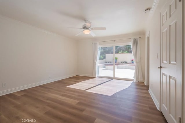 2239 Maystone Pl, Rowland Heights, CA 91748 - spare room featuring ceiling fan, wood finished floors, a smoke detector, and crown molding