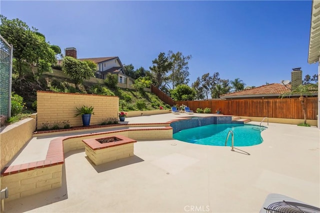 2239 Maystone Pl, Rowland Heights, CA 91748 - view of swimming pool featuring a patio area, a fenced backyard, and a fire pit