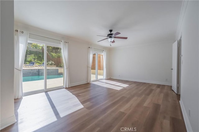 2239 Maystone Pl, Rowland Heights, CA 91748 - spare room featuring ornamental molding, wood finished floors, and a ceiling fan