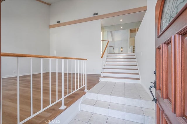 2239 Maystone Pl, Rowland Heights, CA 91748 - stairway with tile patterned floors and recessed lighting